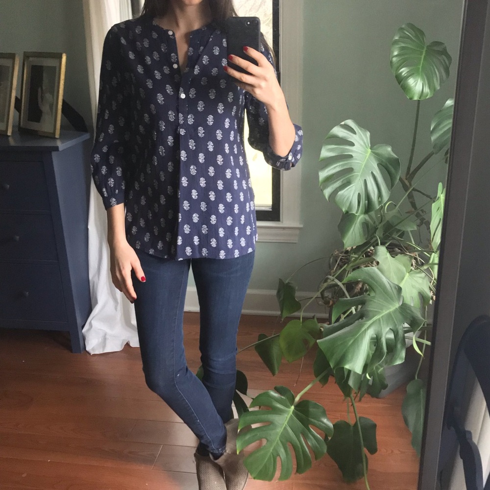Navy batik tunic xs vintage old navy gauze blouse